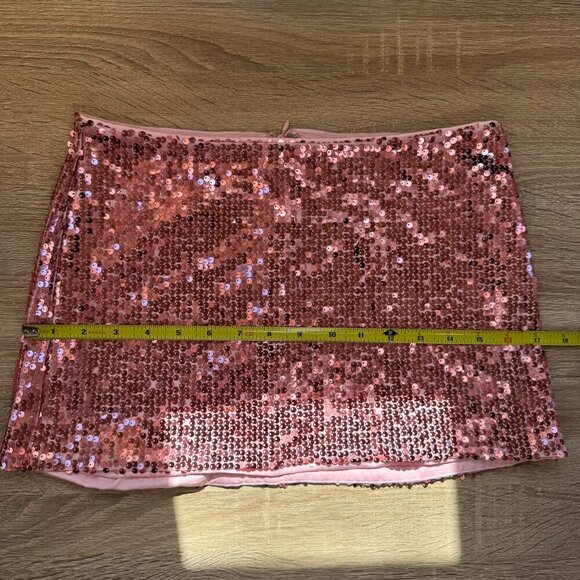 Reformation Saviolla Skirt Low Rise Micro Mini Sequin Sparkle Party in Pink 0 - Picture 9 of 14